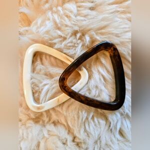 Vintage Geometric Bangle Bracelet Set in Cream and Tortoiseshell